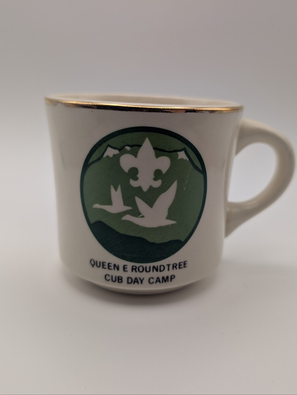 Vintage Boy Scouts Coffee Mug Queen E Camp Roundtree Cub Day Camp BSA